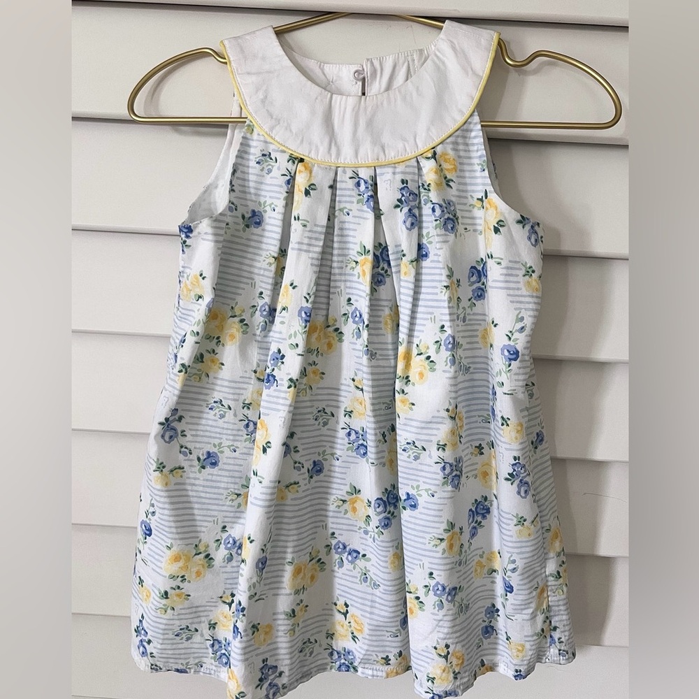 Floral Sleeveless Dress with Yellow and Blue Accents